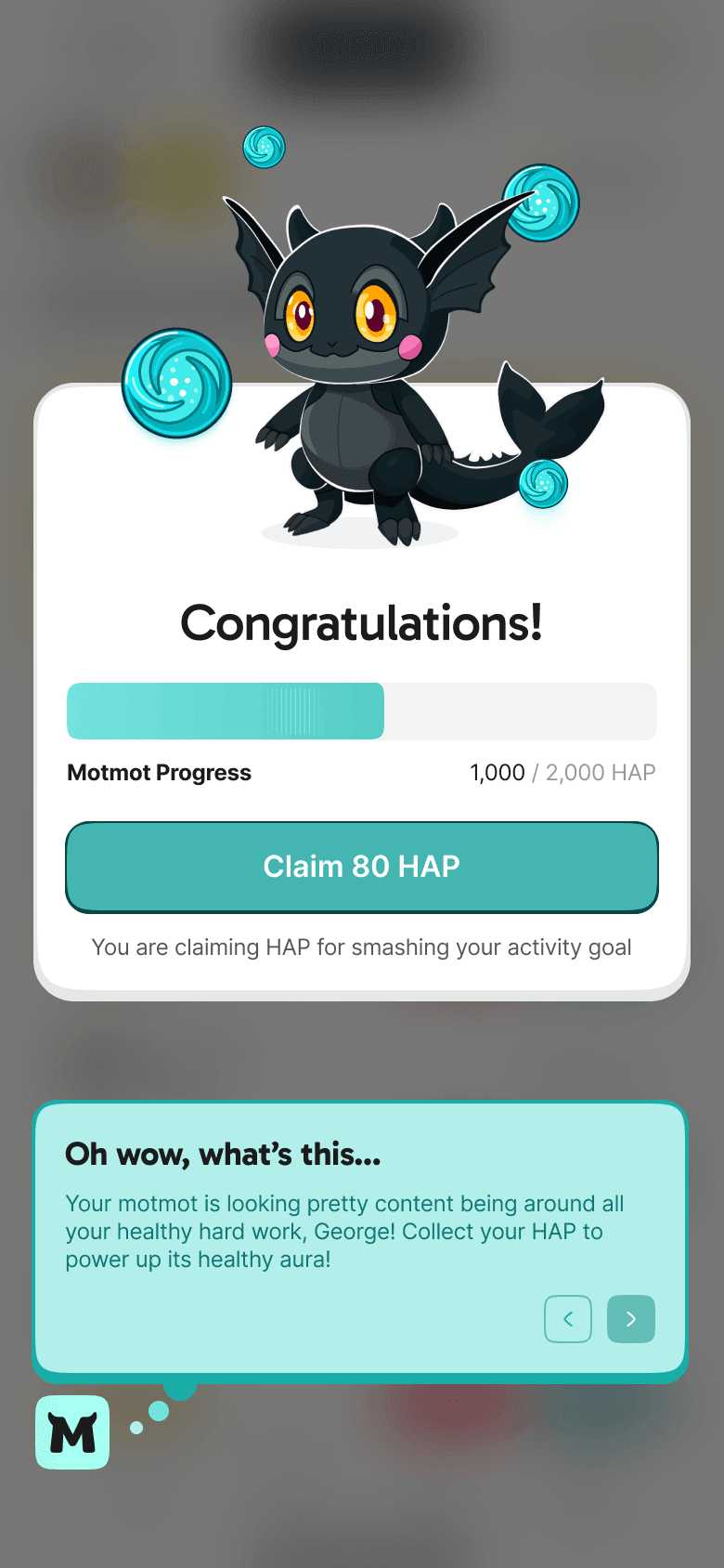 A smart goal being calculated from user fitness data